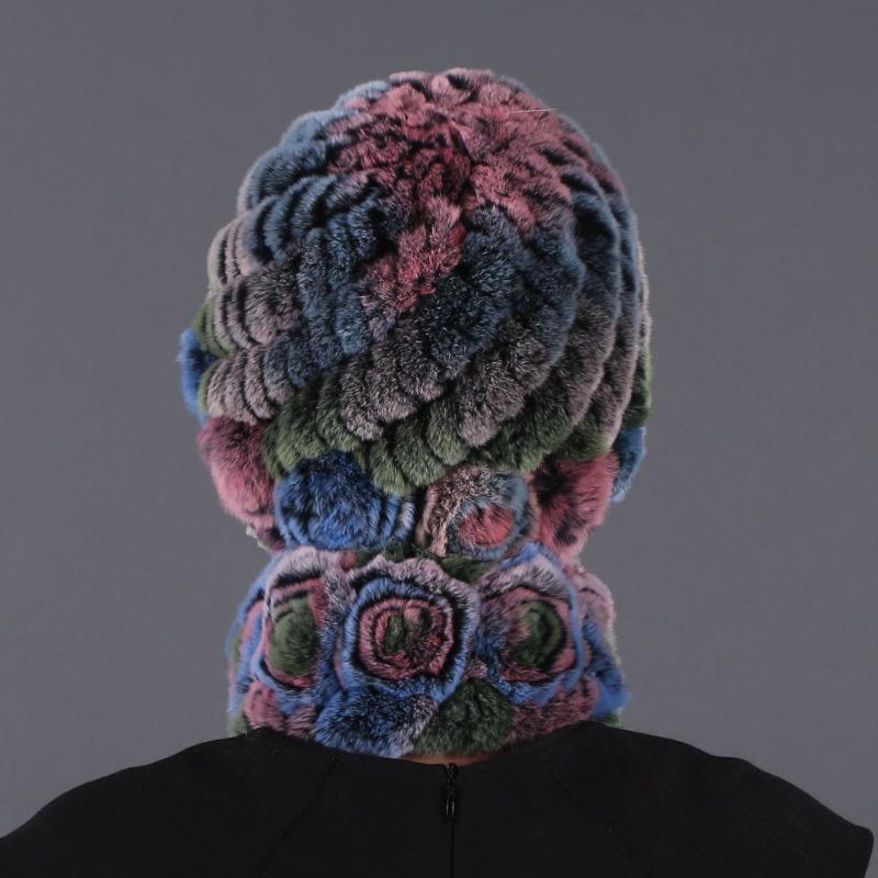 New High-quality Rex Rabbit Fur Accessories Autumn and Winter Women's Versatile Warm Hat Scarf Two-piece Set