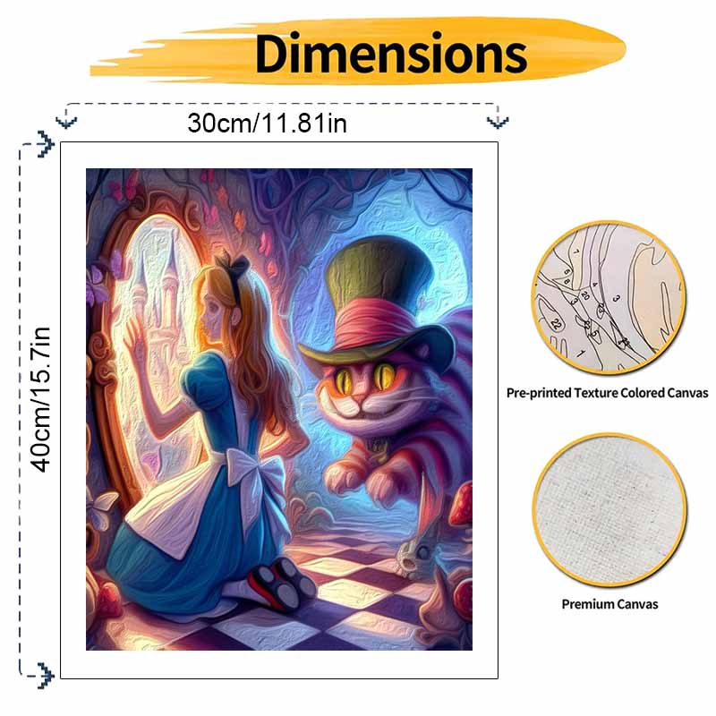 Disney Alice in Wonderland oil painting art painting kit handmade diy gift home decoration magic forest cat wall art hobby craft decor