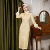 New Chinese velvet auspicious cloud jacquard cheongsam, new thickened long compound super soft autumn and winter youthful temperament advanced sense