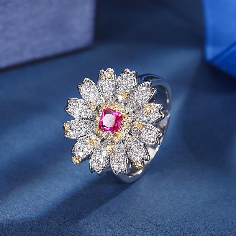 

Jewelry Temperament Women S Colored Treasure Small Daisy Set Inlaid With Simulated Corundum Main Stone 5 * 5