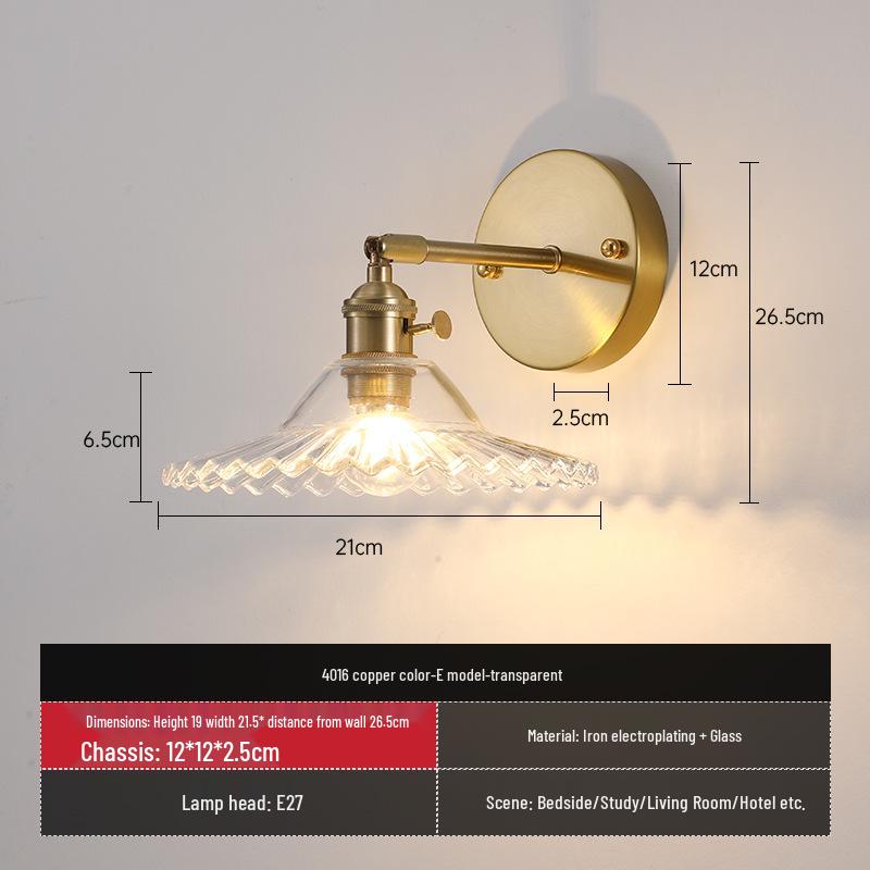 Vintage Japanische Grüne Glas Schmiedeeisen Wandleuchte - Nordische Moderne Nachttisch- & Schminktischleuchte