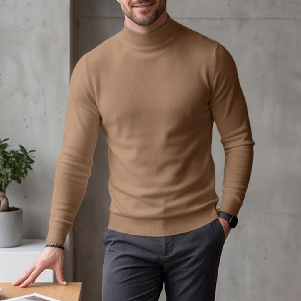 Men's Turtleneck Sweater Long Sleeve Pullover for Fall and Winter