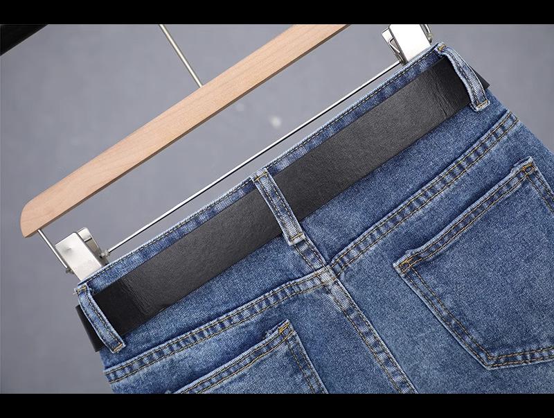 Women's Blue High Waist Korean Style Wide Leg Pants - Slimming Micro Flare, 2024 Trend