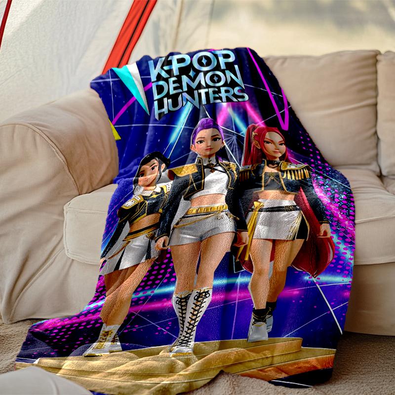 1pc Kpop Demon Hunters Blanket, Super Cozy Printed Home Blanket, All-Season Warmth