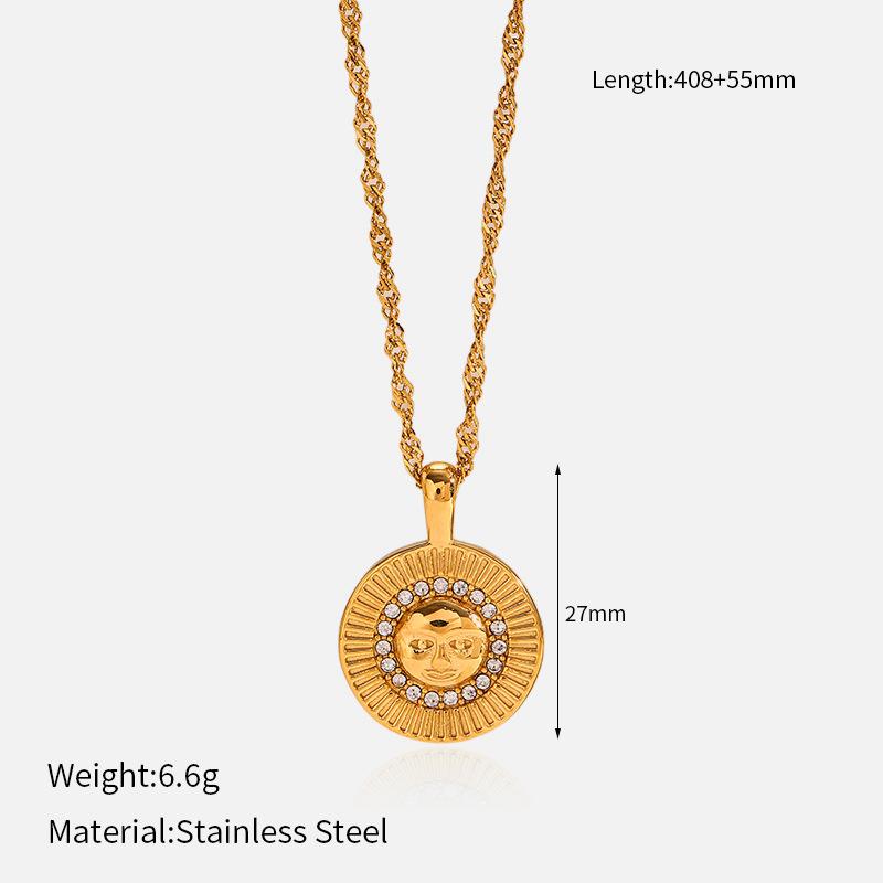 INS wind titanium steel necklace plated with 18K gold stainless steel inlaid with zirconium star and moon pendant jewelry Mother's Day gift
