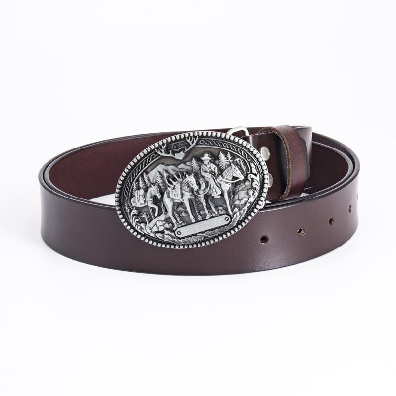 Men's Trendy Western Cowboy Genuine Leather Belt - Retro Punk Style, Perfect for Formal Wear or Birthday & New Year Gifts.