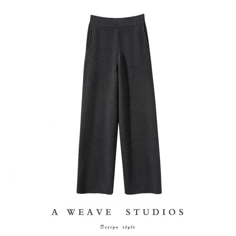 

2024 Брюки широкие вязаные из 100% кашемира 12-й вязки с карманами - В наличии M