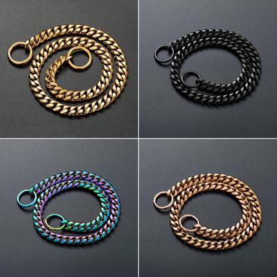 10 mm Edelstahl Gold Hundekette Würgekette Luxus Große Hunde Halsband Kubanische Halskette Schlupftraining Hundehalsband für Pitbull