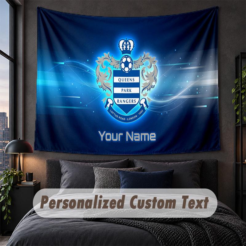 Custom Name Text Tapestry,Queens Park Rangers Decorative Wall Hanging, Background Tapestry For Home Bedroom