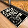 Black Bottom Doormat There Is No Reason for You To Be Here Letters Skeleton In Suits Pattern Floor Rug Halloween Divination Rug