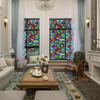 Colorful Stained Glass Window Film Retro Flowers Pattern Non-adhesive Window Decals Static Clings Non-Adhesive Window Stickers