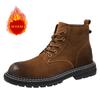 Fashion Handsome Men's Motorcycle Boots Outdoor Work Boots Men's Genuine Leather Short Boots Winter Cotton Boots Thick Soled Ankle Boots