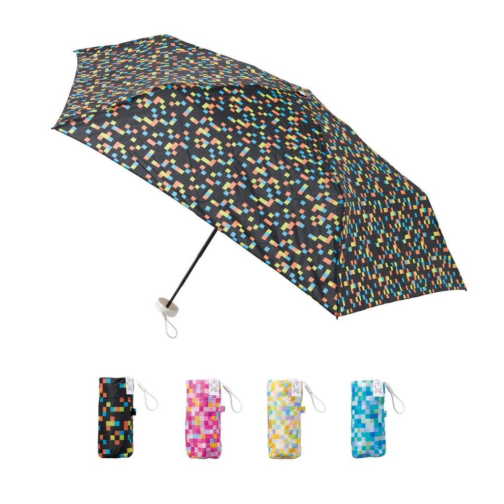 Miracle Tech Folds To UV 50cm Folding Featuring Mio Ambassador Ultra-Compact, Lightweight, 11.7cm, Protection, Umbrella, Mosaic, 10327, Black, Imada,