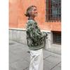 Vintage Print Round Neck Cropped Cotton Coats Women Elegant Full Lantern Sleeves Short Jackets Fall Winter Lady Chic Streetwear