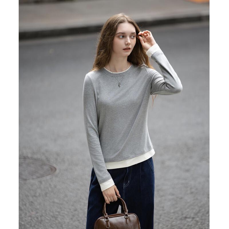 TonLion Women s Faux Two-Piece Color Block Knit Top S