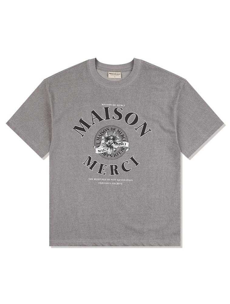 LA MAISON STUDIO Unisex Le Lis Pigment Classic Logo Smoky Short Sleeve T-Shirt Light Grey (Fcf2Ts417M)