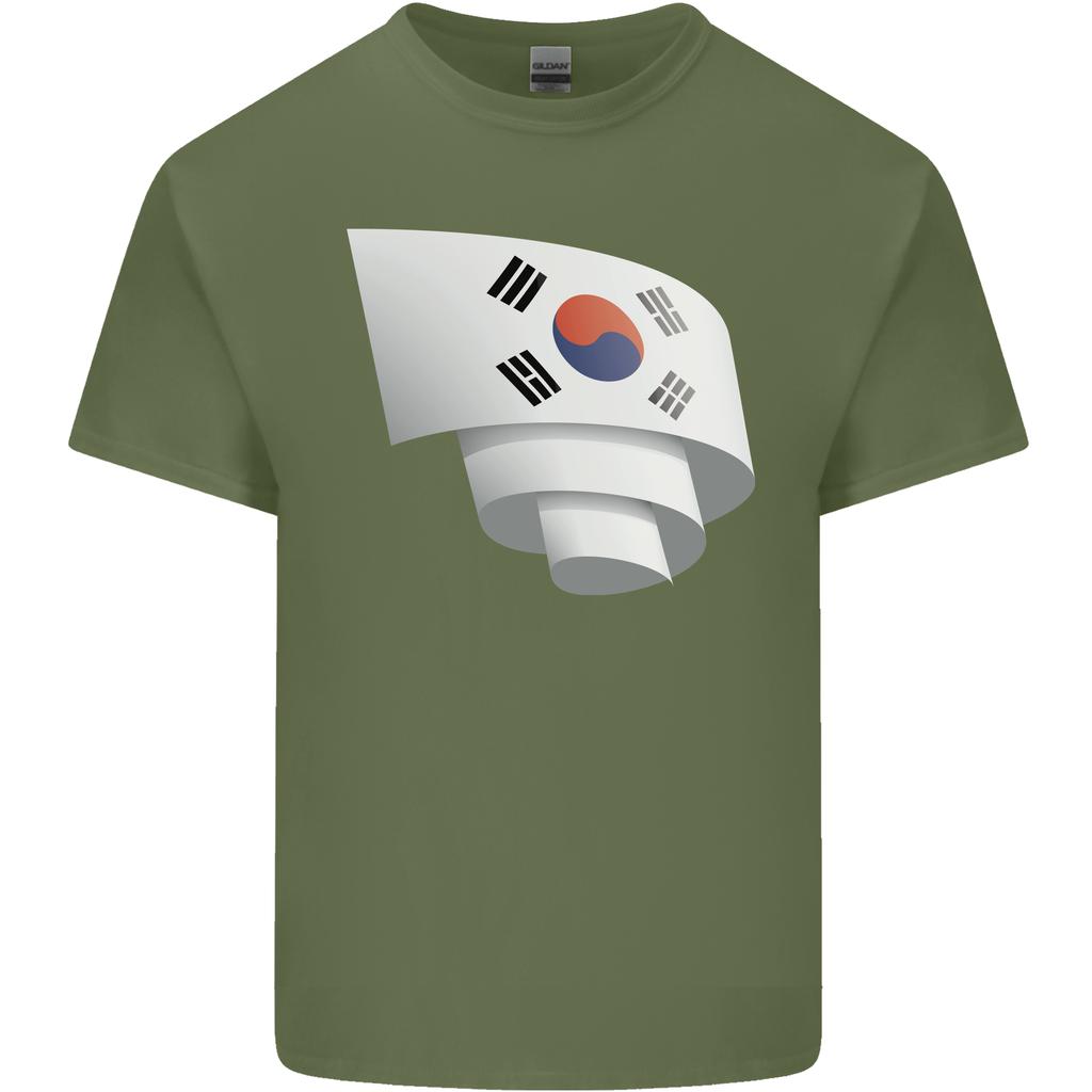 Curled South Korea Flag Korean Day Football Unisexs Light Cotton TShirt