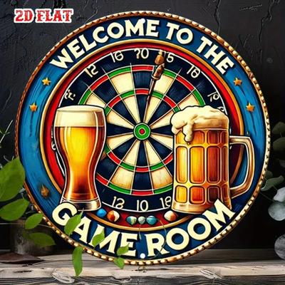 Round Aluminum Metal Sign In Rustic Bar Wall Art D Flat Precision Decor