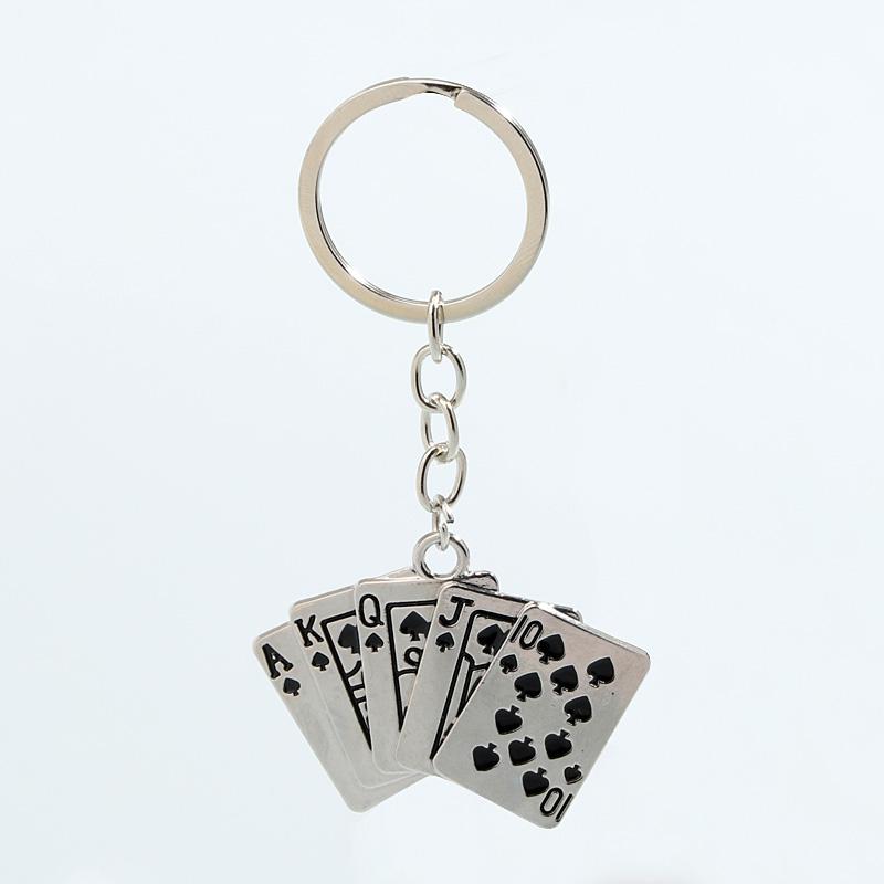 Cute Enamel Keychain Hearts Clubs And Spades Symbol Key Ring Poker Card Key Chains For Women Men DIY Handmade Jewelry