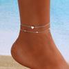 European & American Minimalist Double-Layer Round Bead Chain Anklet - Creative Retro Alloy Design