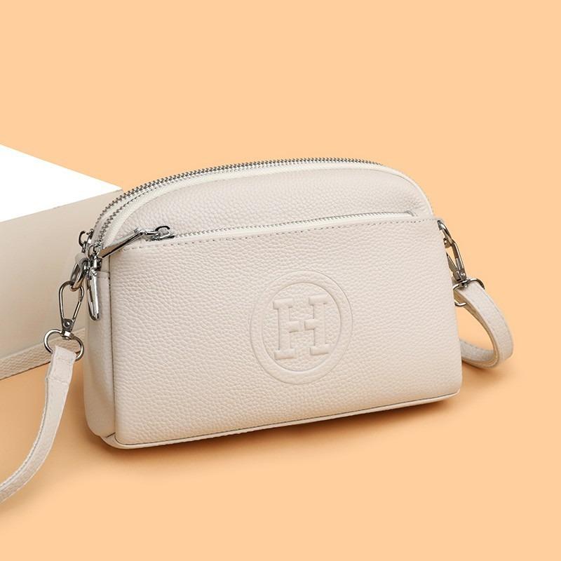 Neue Umhängetasche Damen erste Schicht Rindsleder vielseitig Handy kleine quadratische Tasche Doppelreißverschluss Temperament Schultertasche