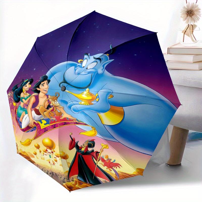 Aladdin and the Genie Cartoon Umbrella, Portable 3-Fold Compact Umbrella, Suitable for Camping, Hiking and Travel, Ideal Easter Birthday Gif