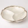 Mino Ware Partitioned Bowl, Large Appetizer Plate, White Karatsu Style, K80015