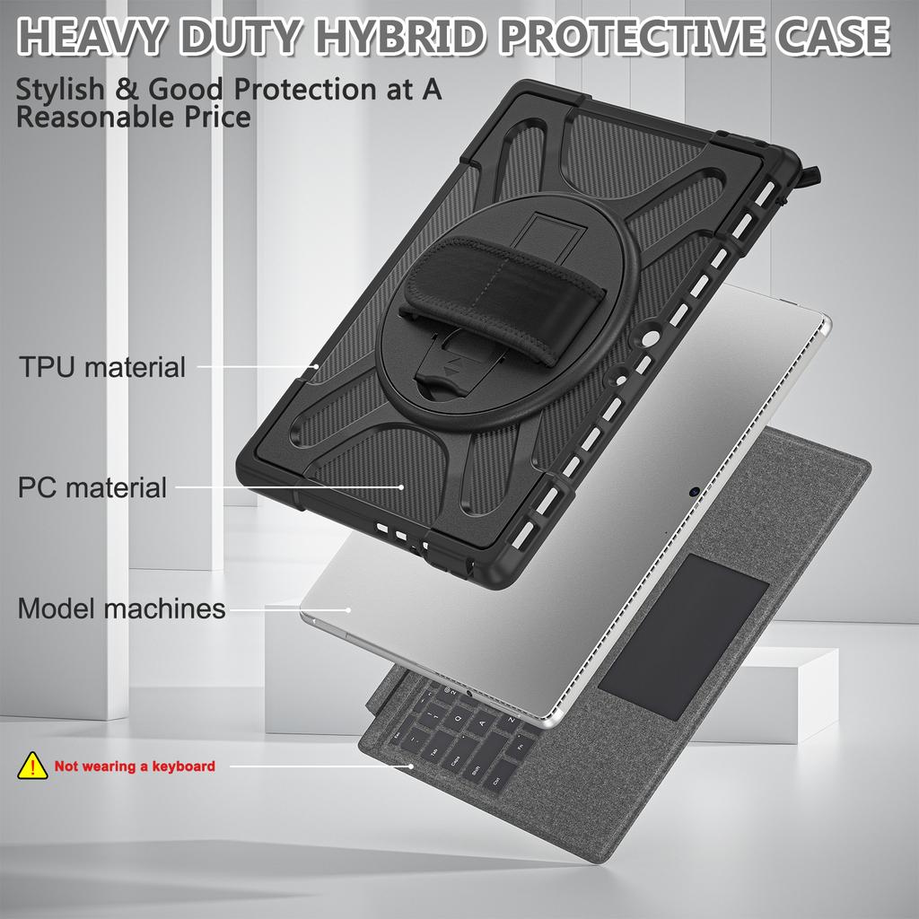 For Microsoft Surface Pro 11 10 9 8 7 6 5 4 for Surface GO 1 2 3 4 Rugged Protective Case Reinforced Corners Case with Holder