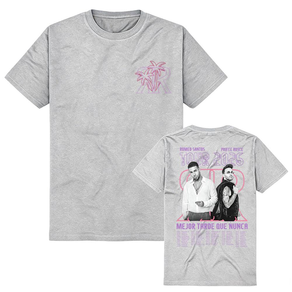Romeo Santos y Prince Royce BLTN 2026 Tour Camiseta con Foto Collage Vintage Cuello Redondo Algodón de Alta Calidad para Verano Adulto Unisex