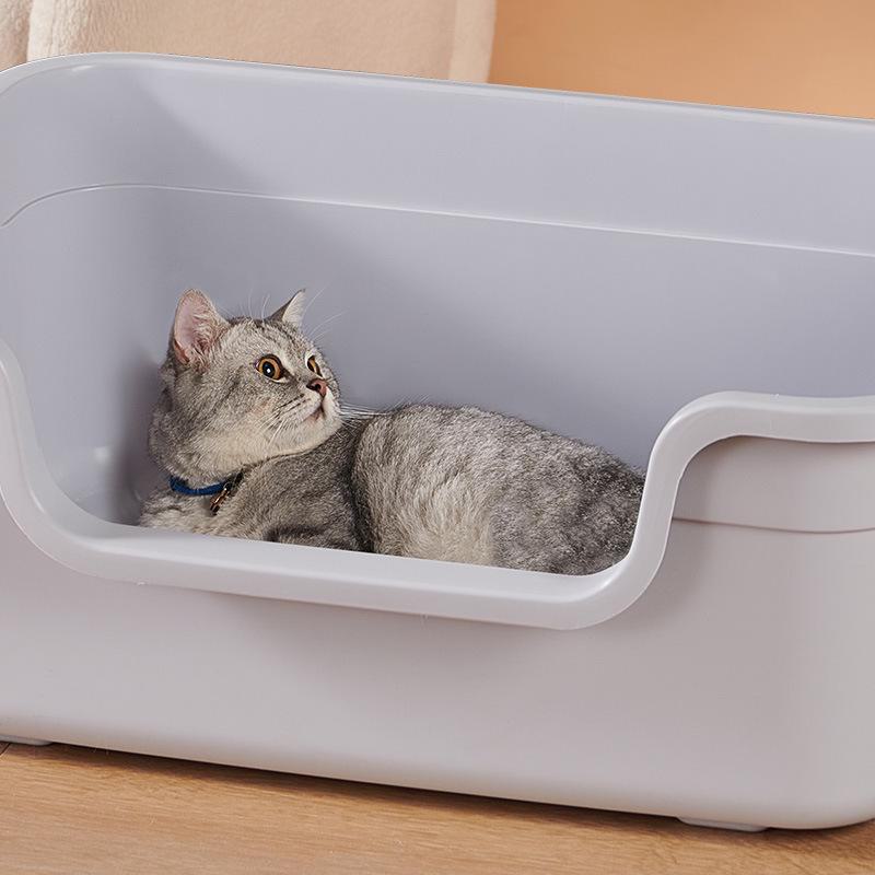 Bardzo duża kuweta dla kota odporna na chlapanie i zapachy, otwarty design odpowiedni dla kociąt i dużych kotów