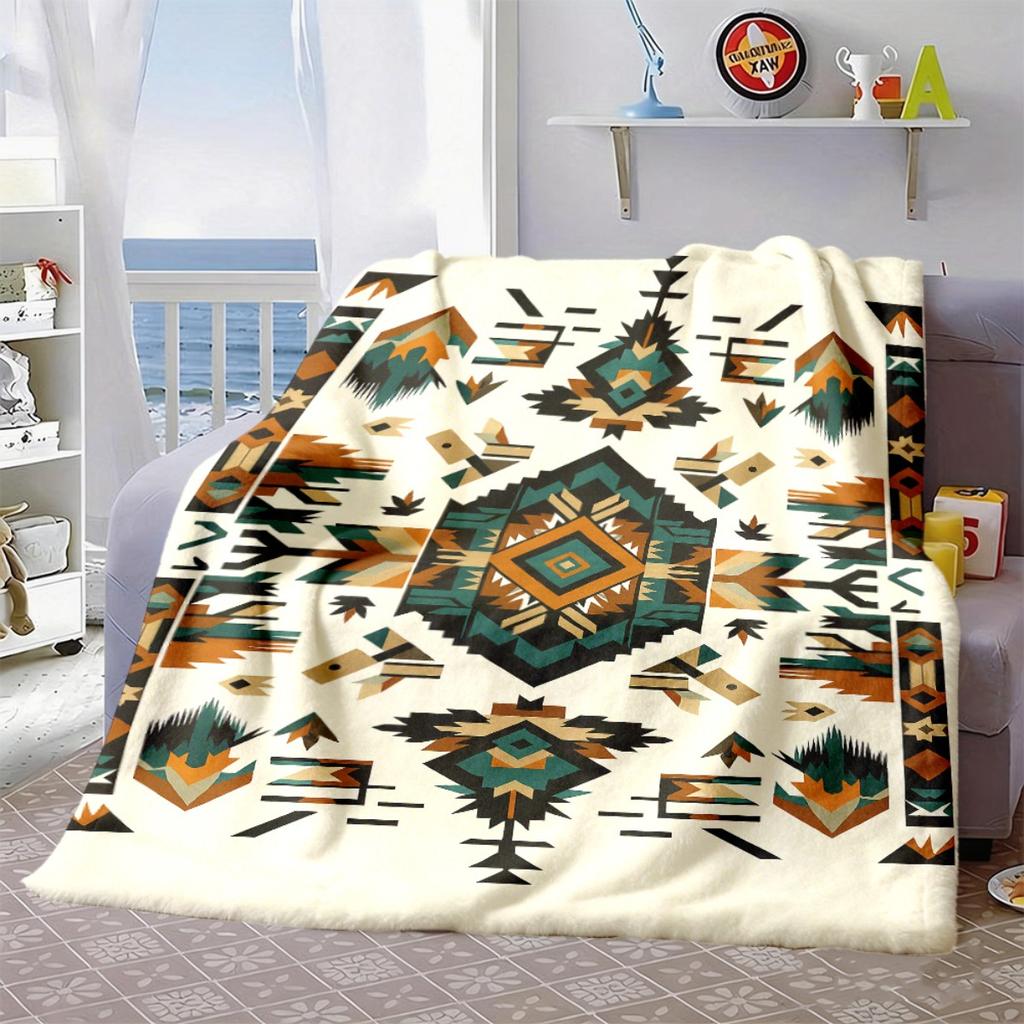 2026 New Arrivals Soft & Cozy Southwestern Boho Flannel Throw Blanket Versatile for Office, Sofa, Car, Bed Warm Nap & Shawl Blanket Perfect Holiday Gi