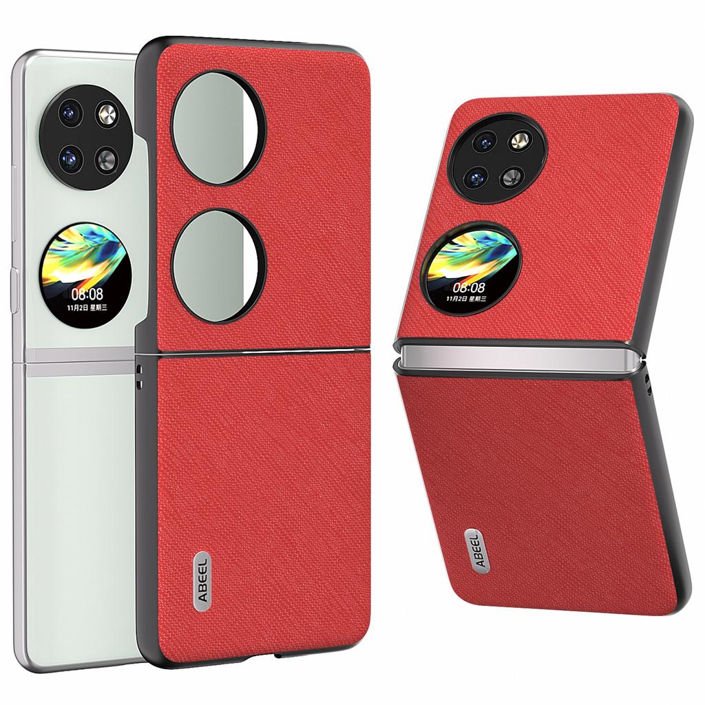 For Huawei Pocket 2 Cross Texture Phone Case Genuine Cow Leather Back Shell