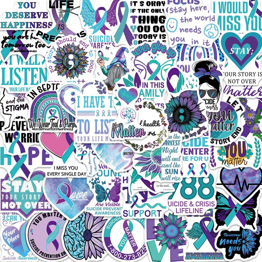 50 Suicide Awareness Graffiti Stickers Personalized Decoration Guitar Notebook Suitcase DIY Waterproof Explosive
