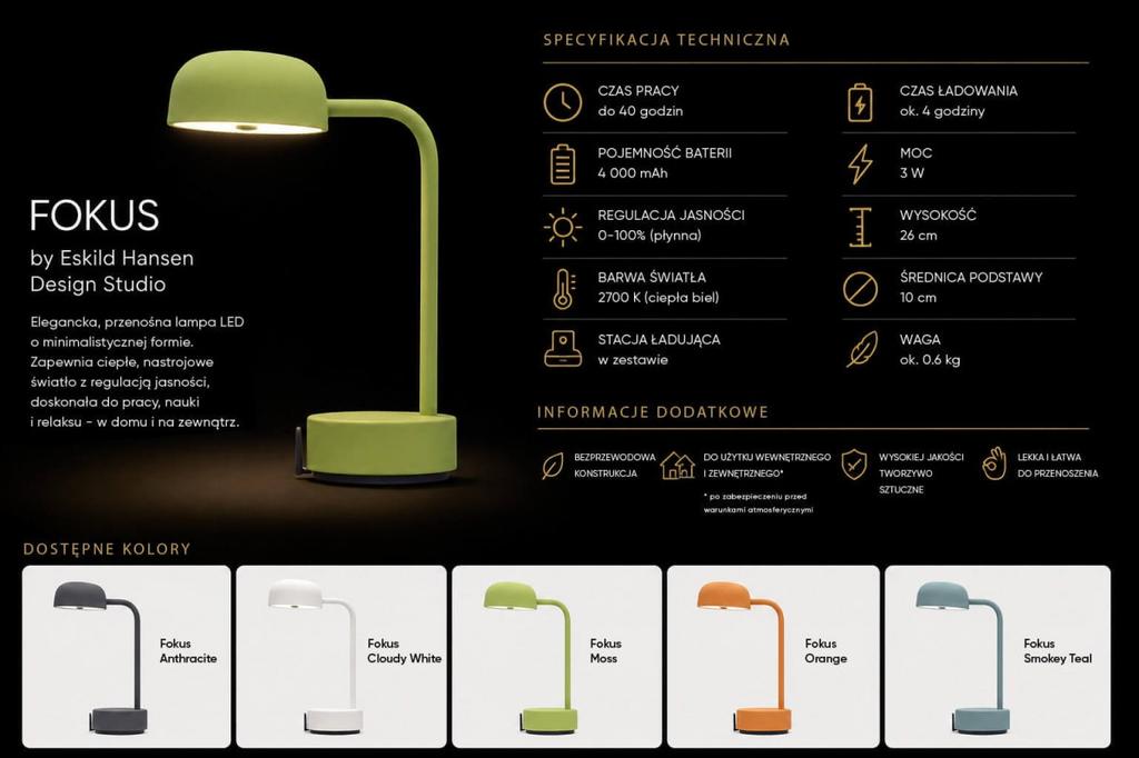 Rechargeable lamp FOKUS white