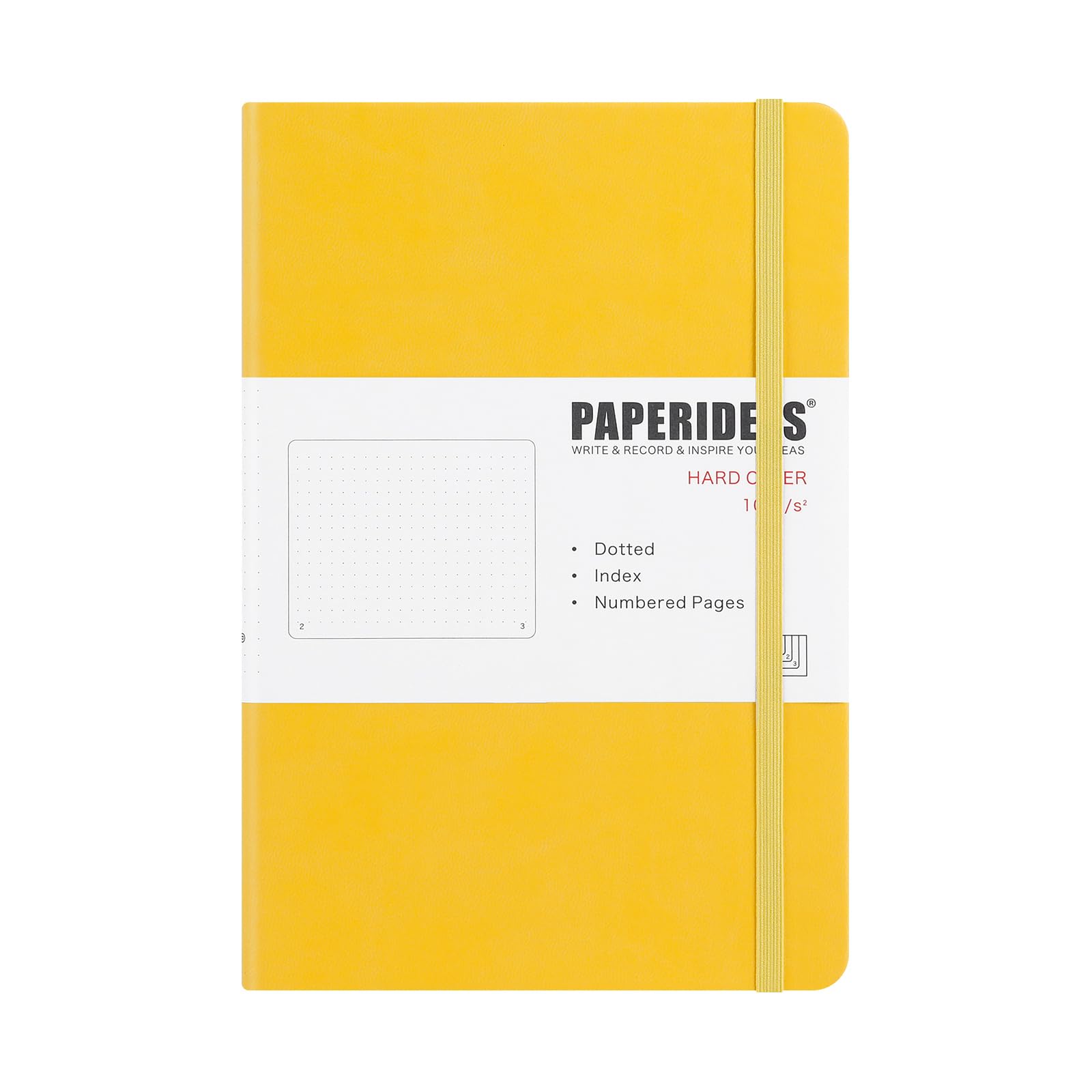 

PAPERIDEAS A5 Hardcover Notebook with Elastic Band Lemon (Dotted, Yellow)