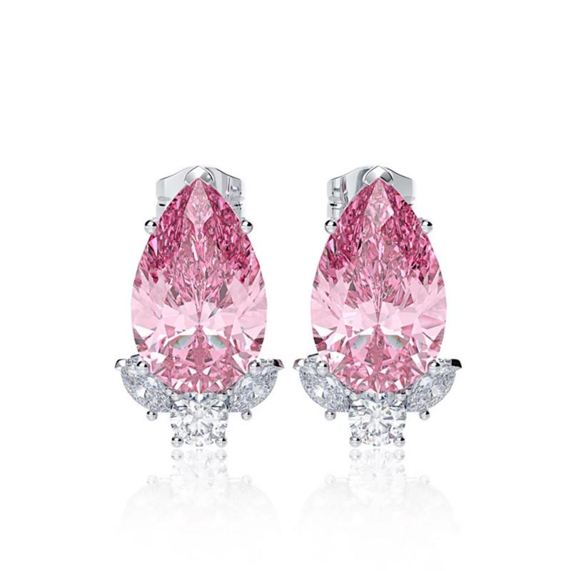 Gorgeous Teardrop CZ Stud Earrings Bridal Wedding Engagement Accessories Pink/Blue Elegant Women Earrings Fashion Jewelry