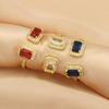 Geometric Colored Zircon Square Ring - Women's Niche Cold Fashion