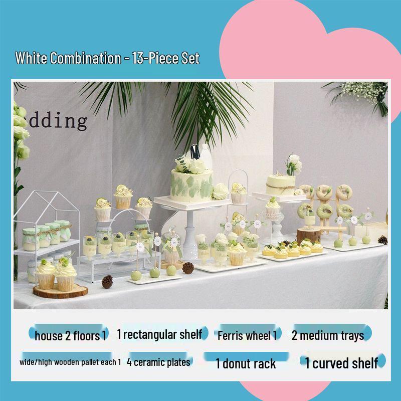 Wrought Iron Cake Stand: White Dessert Table Centerpiece for Weddings and Buffets