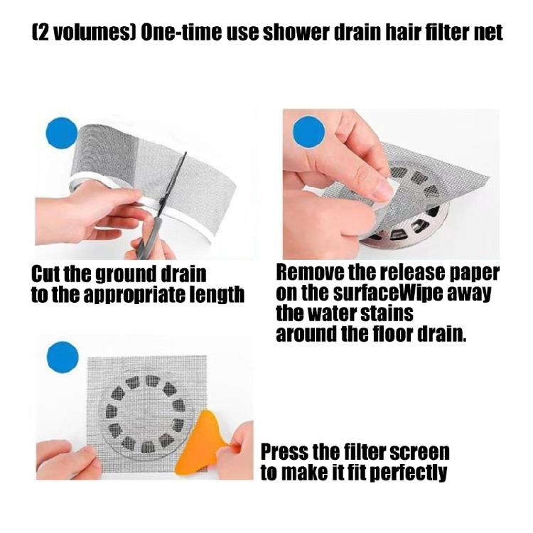 2 Rolls Effective Hair Catcher Drain Screens with Removal Tool for Showers Capturing Hair Preventing Clogs for Bathroom