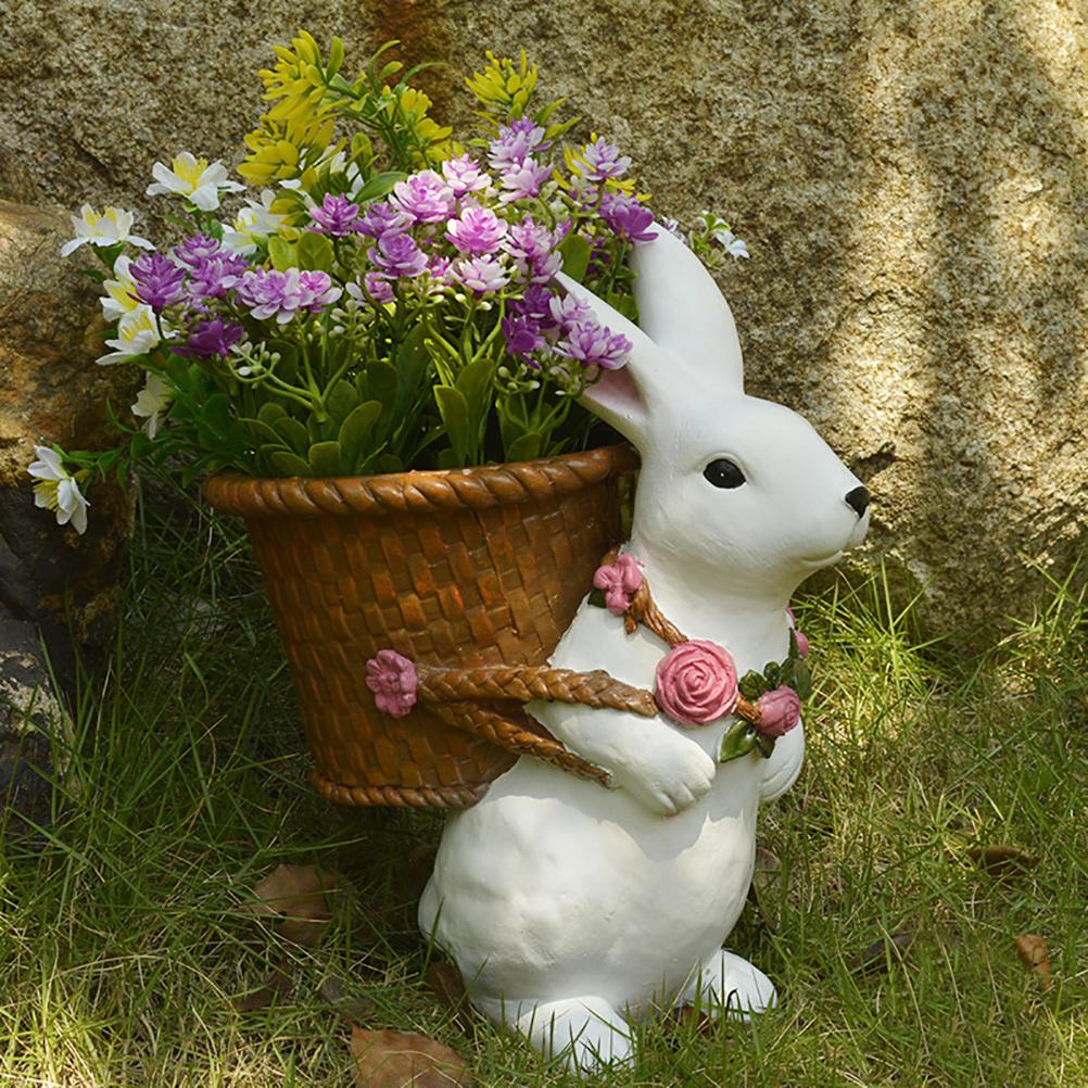 Outdoor Courtyard Rabbit Flower Pot Decoration Garden Ornaments Decor