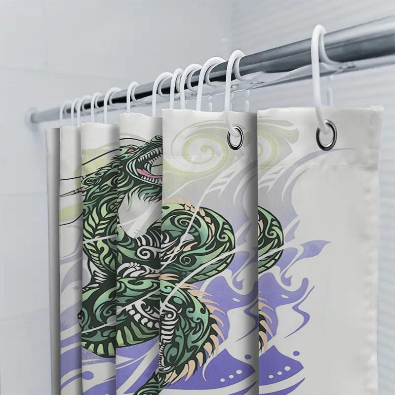 Green Dragon Shower Curtain Wall Decor Fabric Waterproof Bath Mat Boho Chic Home Decor Accessories Polyester Print Decorative Ba