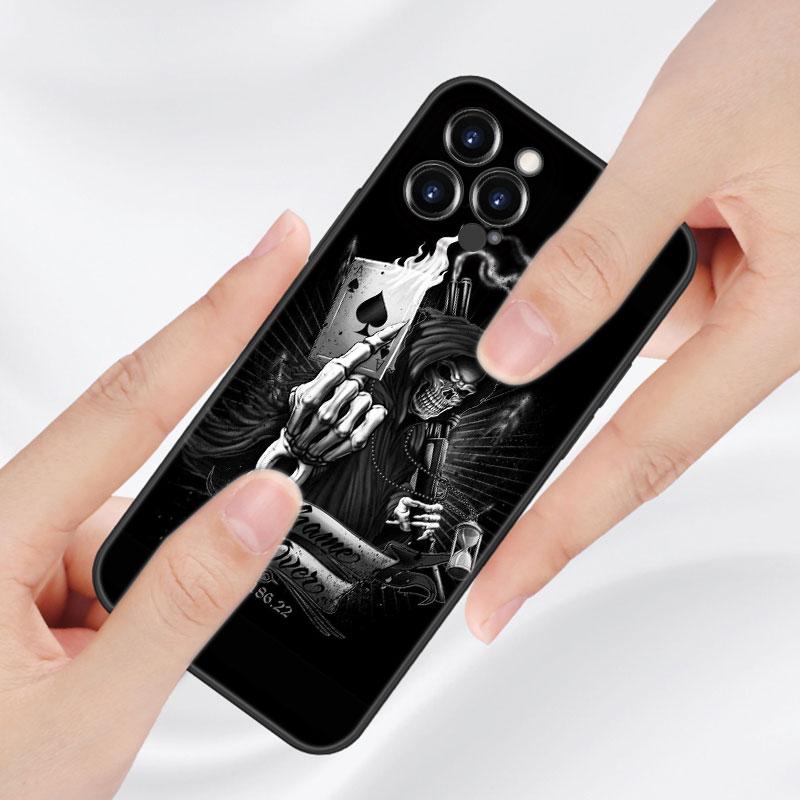 Satanic Scary Skull Phone Case For Apple iPhone 13 12 Mini 11 Pro XS Max X XR 8 7 6S 6 Plus SE 2020 5S 5 Soft TPU Black Cover