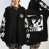 Anime Manga Demon Slayer Zipper Hoodies Iguro Obanai Men Women Printed Graphic Aesthetic Warm Autumn Winter Sweatshirts