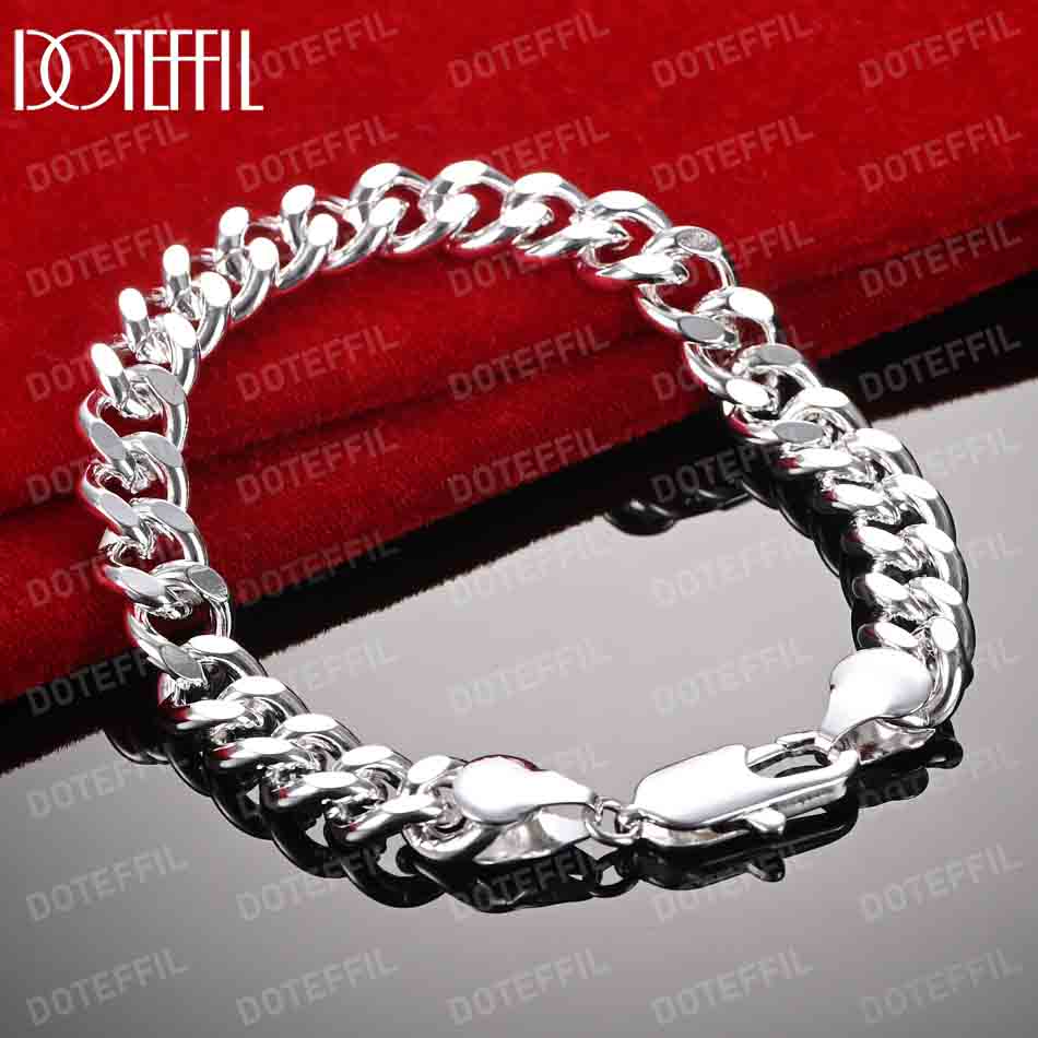 925 Sterling Silver 10mm Side Chain Silver Bracelet Fashionable Wedding Jewelry
