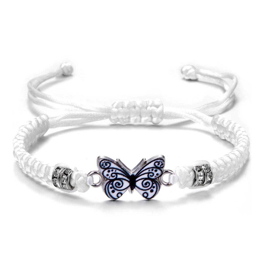 Bohemian Butterfly Handmade Braided Rope Bracelet for Women Girls Dainty Butterfly Adjustable Woven Chain Party Jewelry Gift