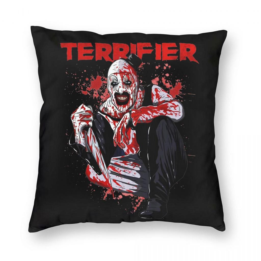 Halloween Horror Terrifier Film Pillowcase Printing Polyester Cushion Cover Decor Throw Pillow Case Cover Home Zippered 40*40cm