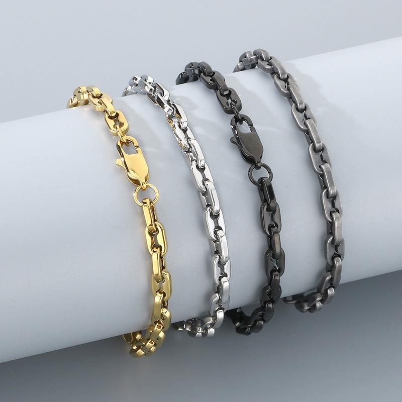 Necklace, Minimalist High-end 18k Interlocking Lip Chain Titanium Steel Men's Bracelet