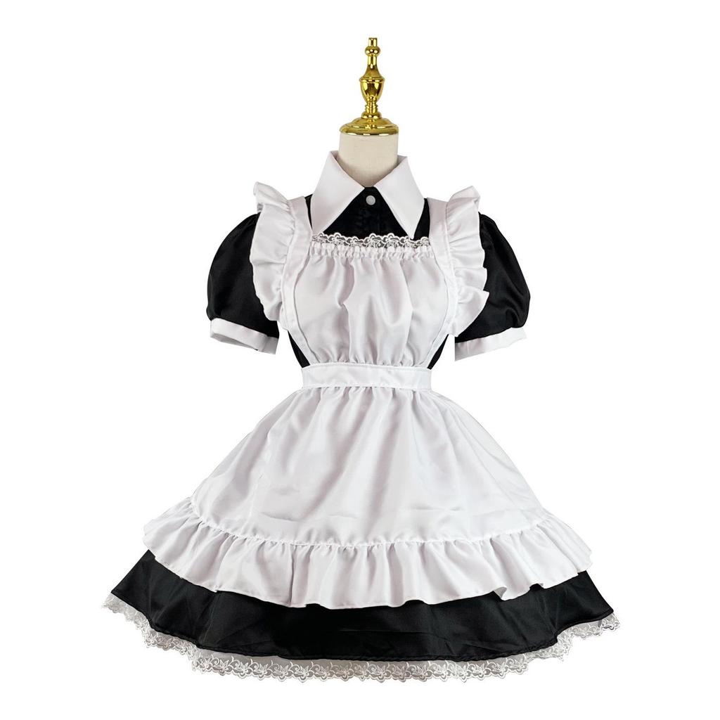 Black and White Maid Costume Dress for Cosplay, Restaurant, Cafe, or Party