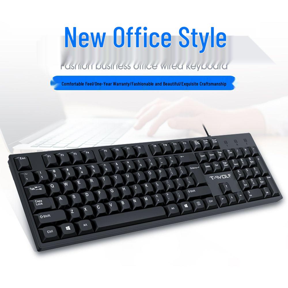 Teclado USB con Cable T-WOLF T15 para Oficina, Portátil y Escritorio