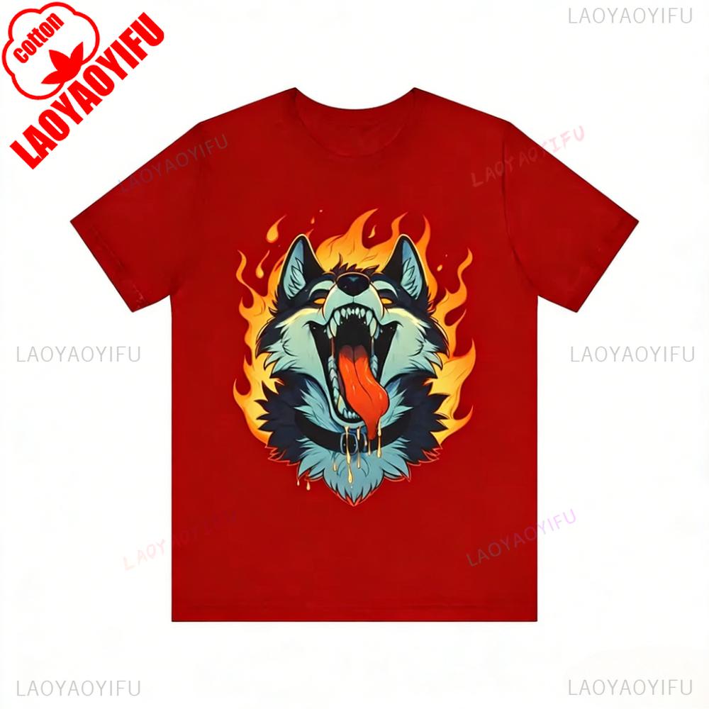 Yiff in Hell Furry Shirt Fursona Fandom Tshirt Hot Furry Wolf Printed TShirt Modern and Trendy Mens Tee Cosplay Role Play Tops